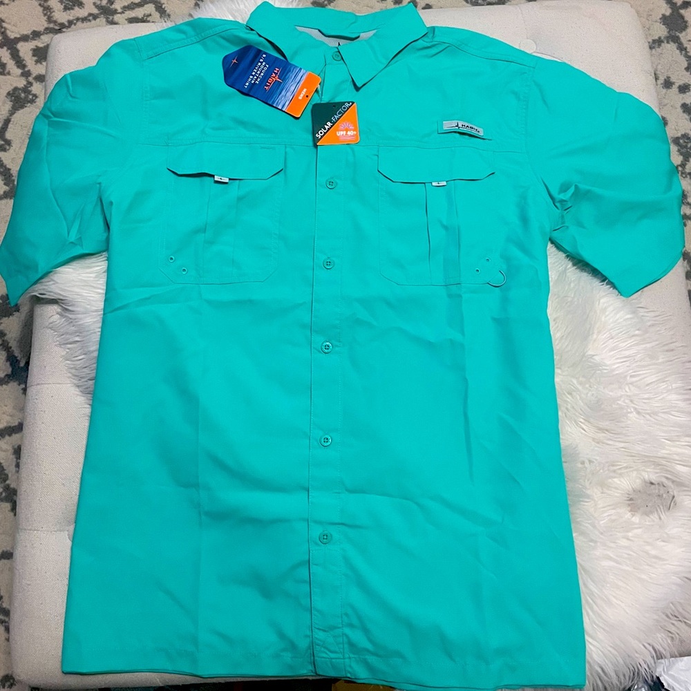 NWT Men’s mint green/turquoise Habit fishing shirt